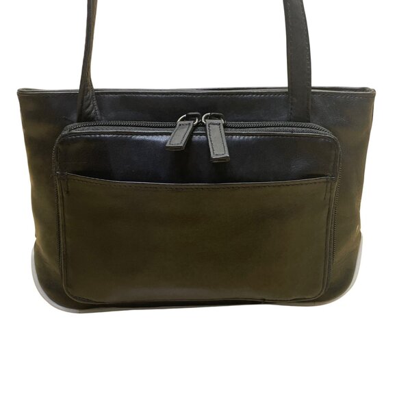 Perlina Women’s Black Leather Adjustable Strap Minimalist Design Crossbody Bag - Picture 4 of 15